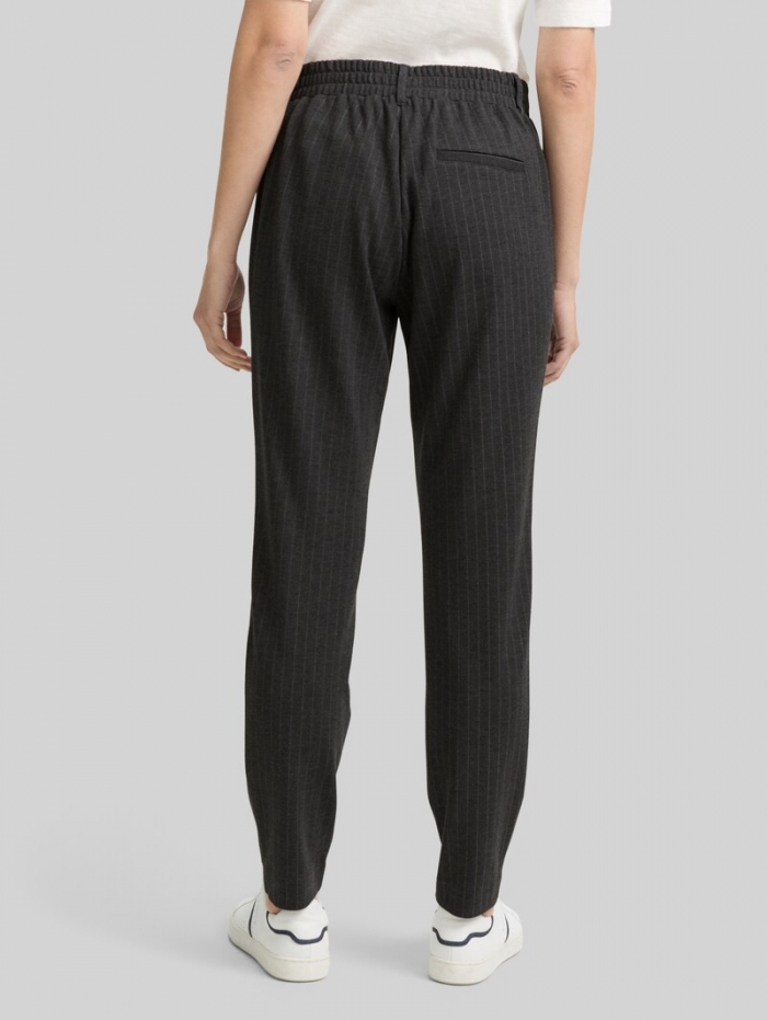 Tom Tailor Loose Fit Hose mit Nadelstreifen - Grey White Pinstripe