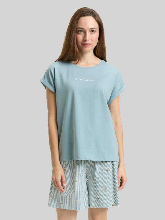 Tom Tailor Pyjama-Set mit Muster - Blue-medium-vertical Stripe Tom Tailor Pyjama-Set mit Muster - Blue-medium-vertical Stripe