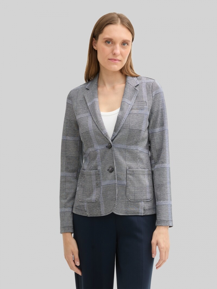 Tom Tailor Regular Fit Blazer im Karomuster - Navy Blue Check Tom Tailor Regular Fit Blazer im Karomuster - Navy Blue Check