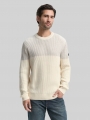 Tom Tailor Strickpullover mit Rundhalsausschnitt - Offwhite Grey Plated Mouline Tom Tailor Strickpullover mit Rundhalsausschnitt - Offwhite Grey Plated Mouline