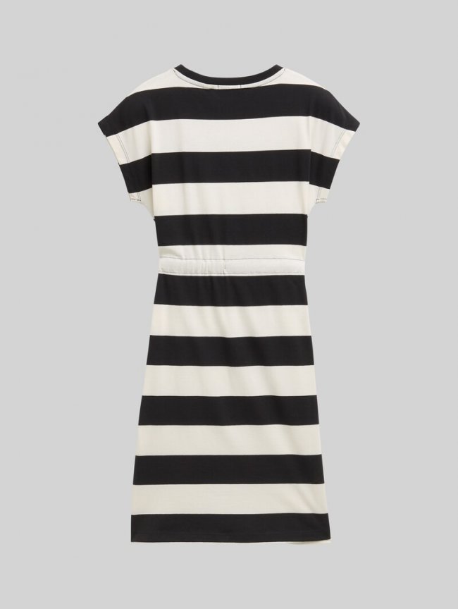Tom Tailor Mini-Kleid mit Streifenmuster - Black And White Bold Stripe Tom Tailor Mini-Kleid mit Streifenmuster - Black And White Bold Stripe