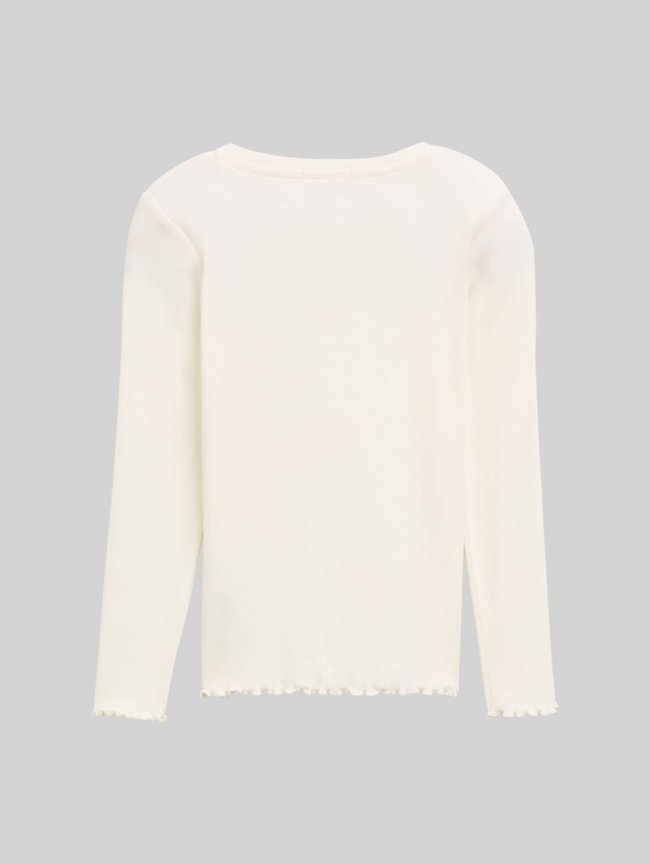 Tom Tailor Ripp Langarmshirt mit Stickerei - Wool White Tom Tailor Ripp Langarmshirt mit Stickerei - Wool White