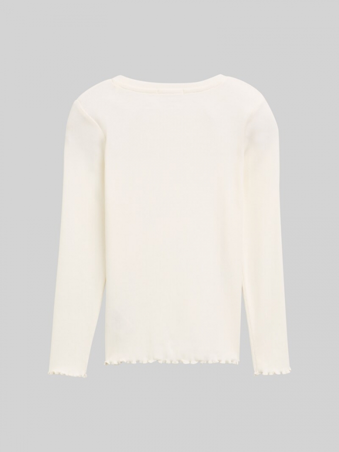 Tom Tailor Ripp Langarmshirt mit Stickerei - Wool White Tom Tailor Ripp Langarmshirt mit Stickerei - Wool White