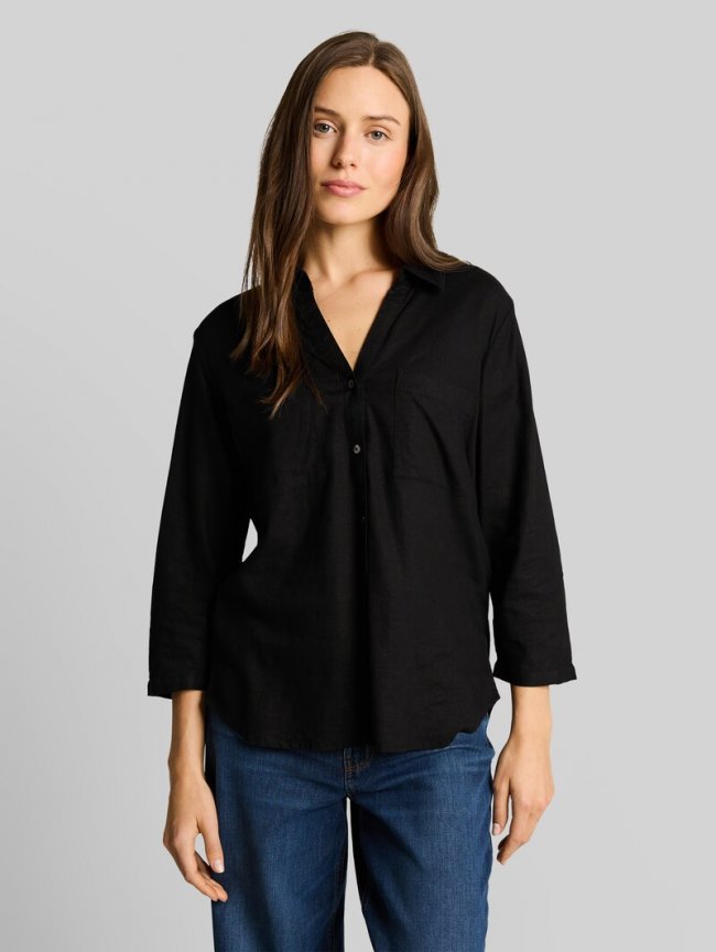 Tom Tailor Hemdbluse mit Leinenanteil - Deep Black Tom Tailor Hemdbluse mit Leinenanteil - Deep Black