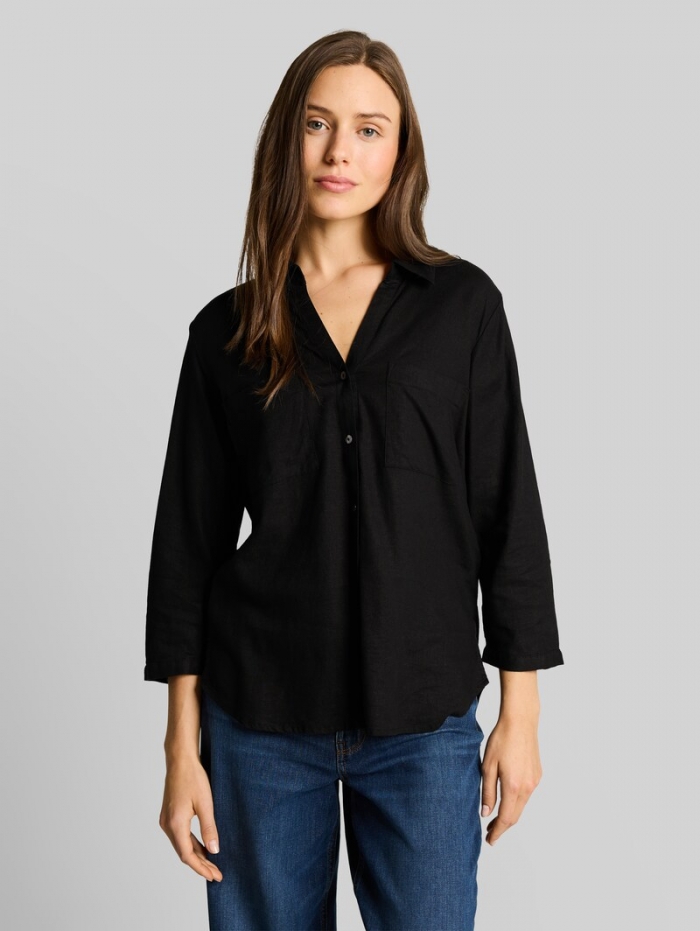 Tom Tailor Hemdbluse mit Leinenanteil - Deep Black Tom Tailor Hemdbluse mit Leinenanteil - Deep Black