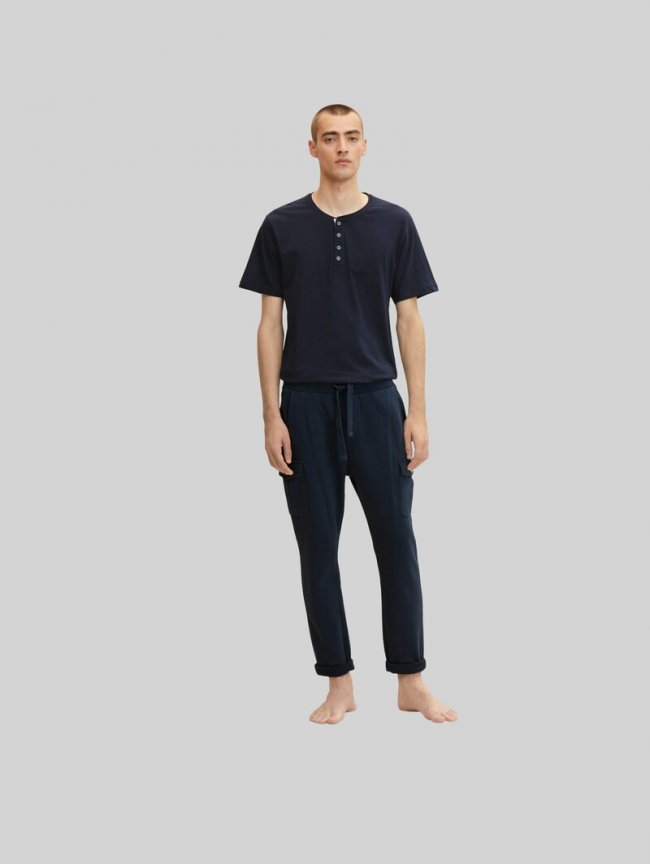 Tom Tailor Pyjama T-Shirt aus Baumwolle - Blue-dark-solid Tom Tailor Pyjama T-Shirt aus Baumwolle - Blue-dark-solid