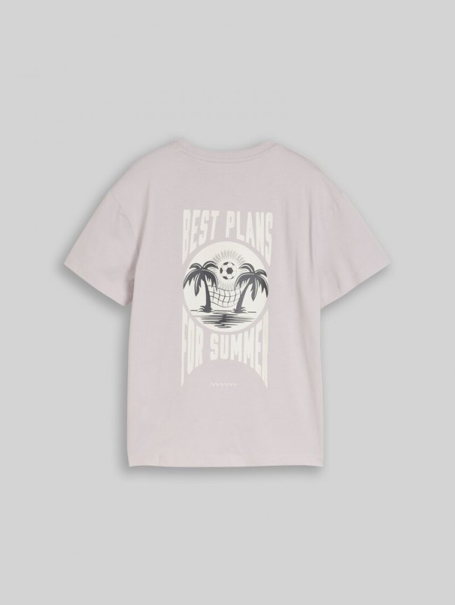 Tom Tailor Oversize T-Shirt mit Print - Dusty Greyish Lilac Tom Tailor Oversize T-Shirt mit Print - Dusty Greyish Lilac