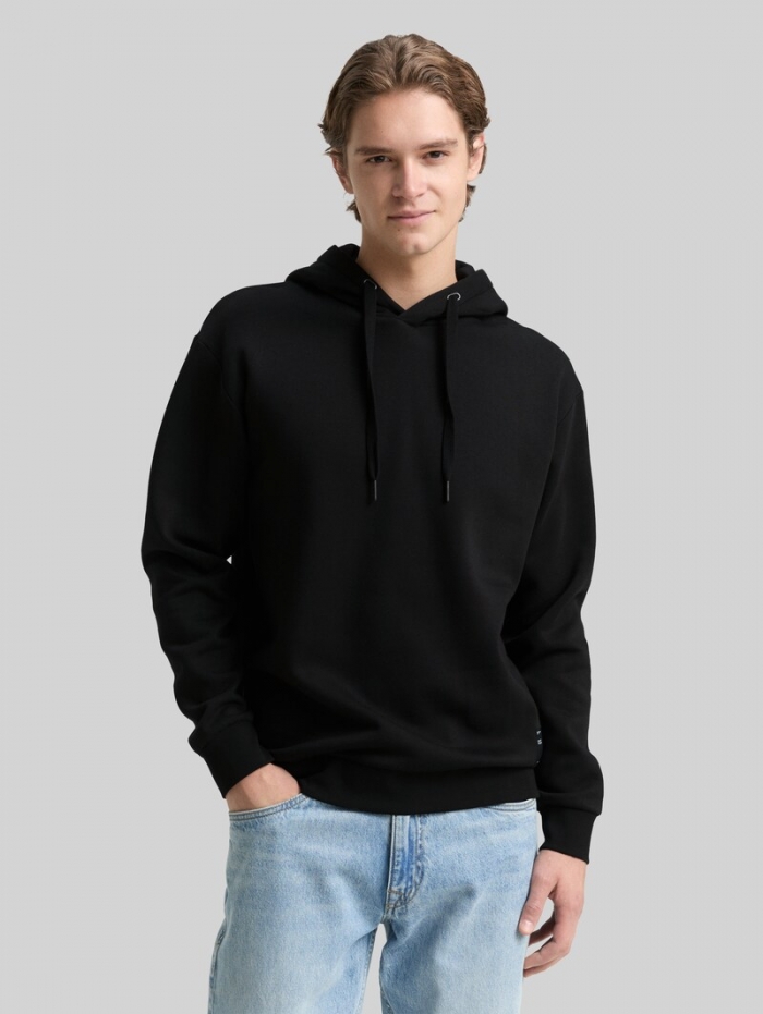 Tom Tailor Hoodie Sweatshirt mit Logo-Badge - Black Tom Tailor Hoodie Sweatshirt mit Logo-Badge - Black