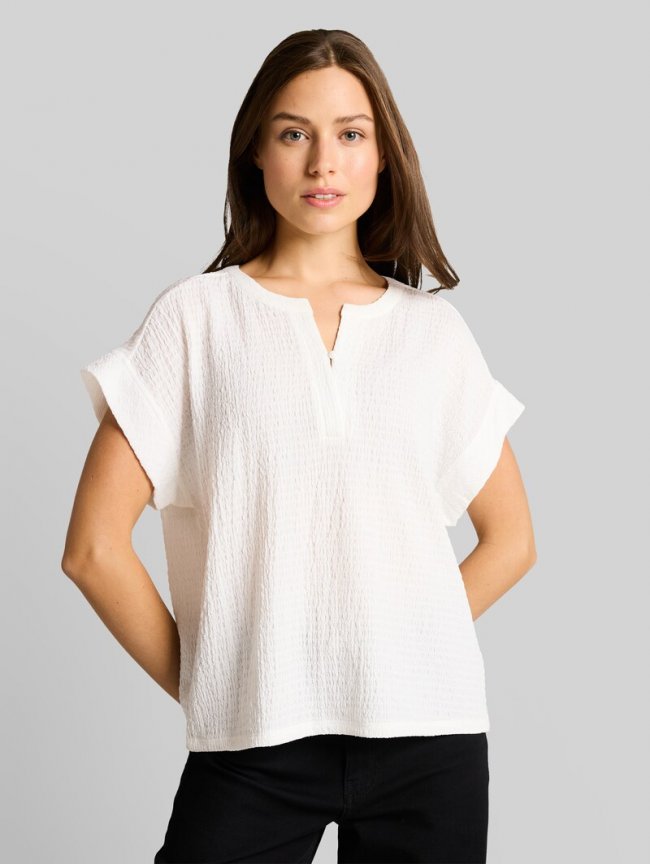 Tom Tailor Crinkle T-Shirt - Whisper White Tom Tailor Crinkle T-Shirt - Whisper White