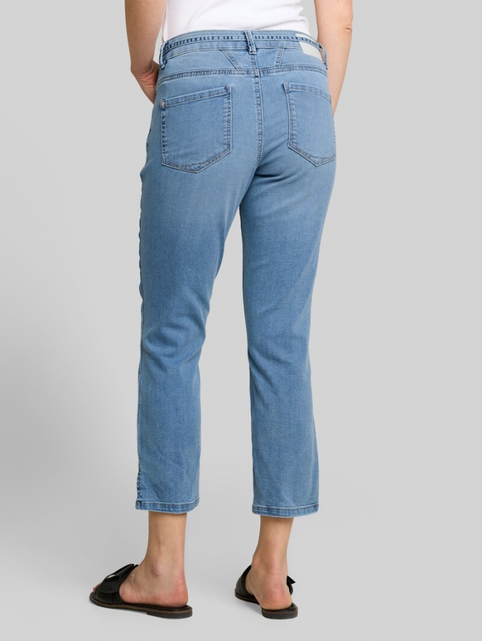 Tom Tailor TTLENE SLIM CROPPED Stretch Jeans mit Bindegürtel - Clean Light Stone Blue Denim Tom Tailor TTLENE SLIM CROPPED Stretch Jeans mit Bindegürtel - Clean Light Stone Blue Denim