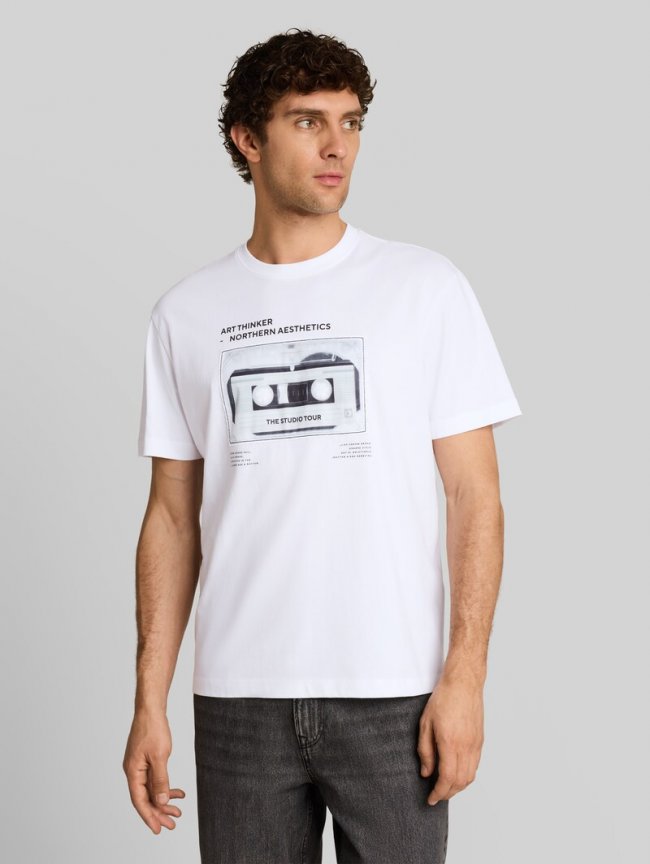 Tom Tailor Relaxed Fit T-Shirt mit Print - White Tom Tailor Relaxed Fit T-Shirt mit Print - White