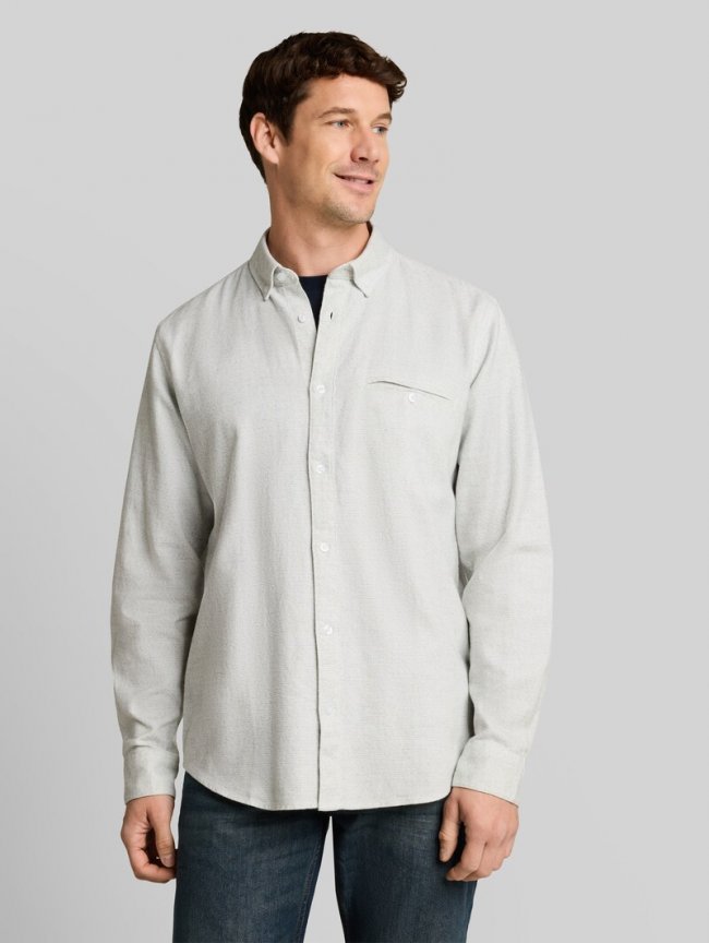 Tom Tailor Regular Fit Hemd aus Baumwolle - White Based Green Structure Tom Tailor Regular Fit Hemd aus Baumwolle - White Based Green Structure