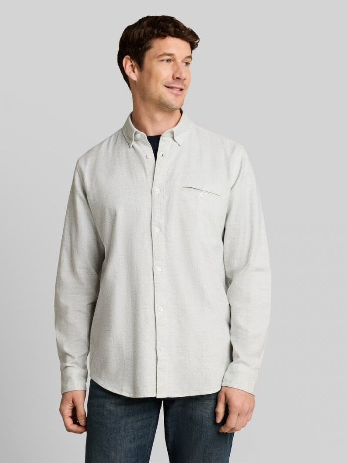 Tom Tailor Regular Fit Hemd aus Baumwolle - White Based Green Structure Tom Tailor Regular Fit Hemd aus Baumwolle - White Based Green Structure