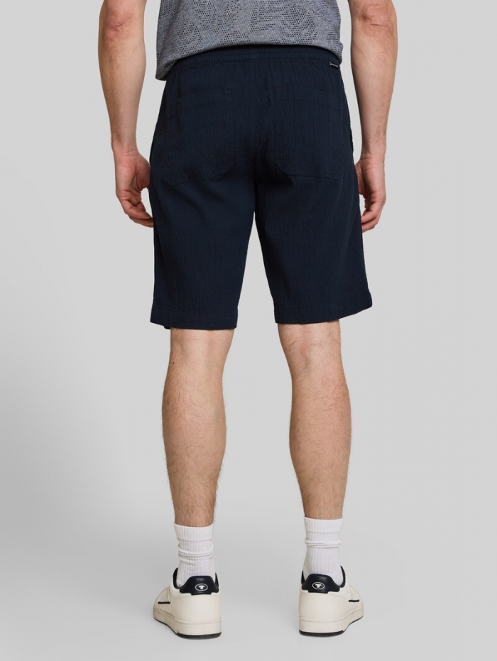 Tom Tailor Seersucker Shorts mit elastischem Bund - Sky Captain Blue Tom Tailor Seersucker Shorts mit elastischem Bund - Sky Captain Blue