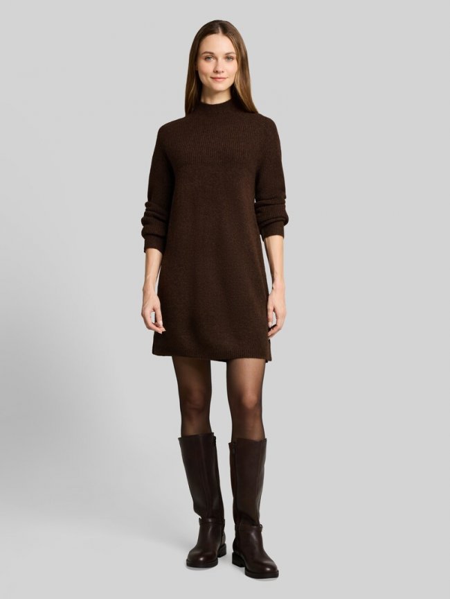 Tom Tailor Mini-Strickkleid in Melange-Optik - Cool Dark Brown Melange Tom Tailor Mini-Strickkleid in Melange-Optik - Cool Dark Brown Melange