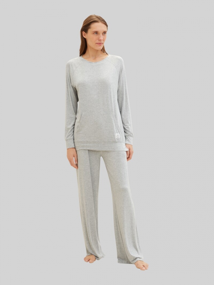 Tom Tailor Pyjama-Hose in Melange Optik - Grey-medium-melange Tom Tailor Pyjama-Hose in Melange Optik - Grey-medium-melange