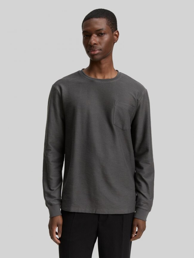 Tom Tailor Langarmshirt mit Brusttasche - Ash Grey Tom Tailor Langarmshirt mit Brusttasche - Ash Grey