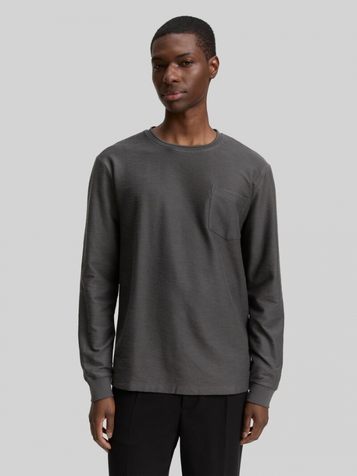 Tom Tailor Langarmshirt mit Brusttasche - Ash Grey Tom Tailor Langarmshirt mit Brusttasche - Ash Grey