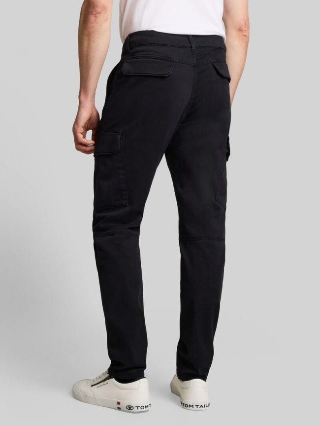 Tom Tailor TTTYLER TAPERED Cargo Hose im Washed–Look - Black Tom Tailor TTTYLER TAPERED Cargo Hose im Washed–Look - Black