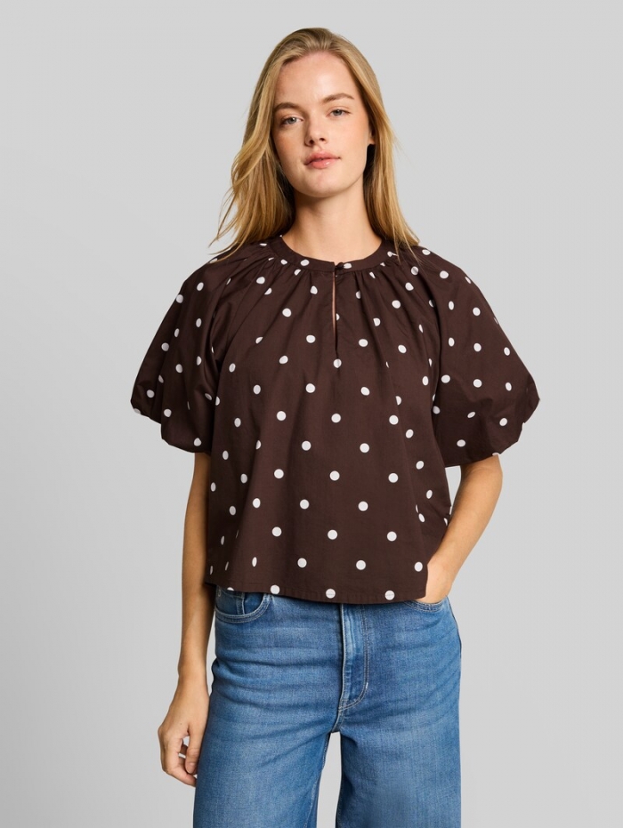 Tom Tailor Popeline Bluse mit Punkten - Dark Brown White Dot Tom Tailor Popeline Bluse mit Punkten - Dark Brown White Dot