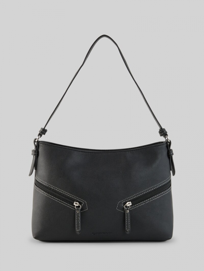 Tom Tailor TTAPOLLINE M Beuteltasche mit Reißverschluss-Details - Schwarz / Black Tom Tailor TTAPOLLINE M Beuteltasche mit Reißverschluss-Details - Schwarz / Black