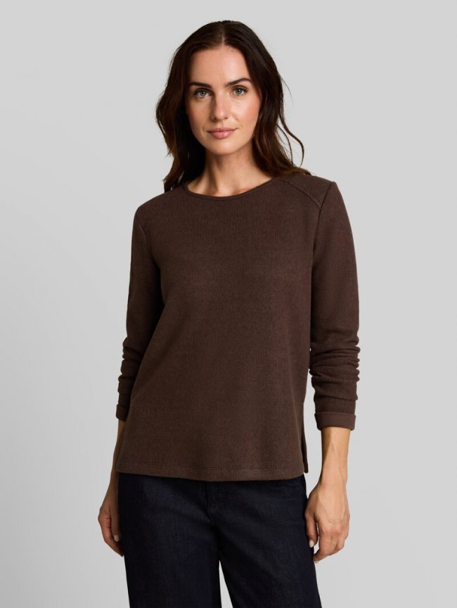 Tom Tailor Cosy Sweatshirt mit Melange-Optik - Java Dark Brown Melange Tom Tailor Cosy Sweatshirt mit Melange-Optik - Java Dark Brown Melange