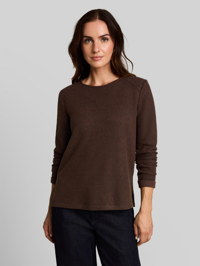 Tom Tailor Cosy Sweatshirt mit Melange-Optik - Java Dark Brown Melange Tom Tailor Cosy Sweatshirt mit Melange-Optik - Java Dark Brown Melange