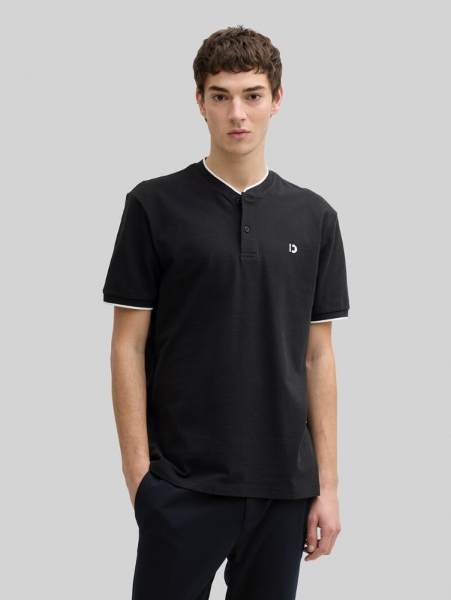 Tom Tailor Poloshirt mit Bomberkragen - Black Tom Tailor Poloshirt mit Bomberkragen - Black