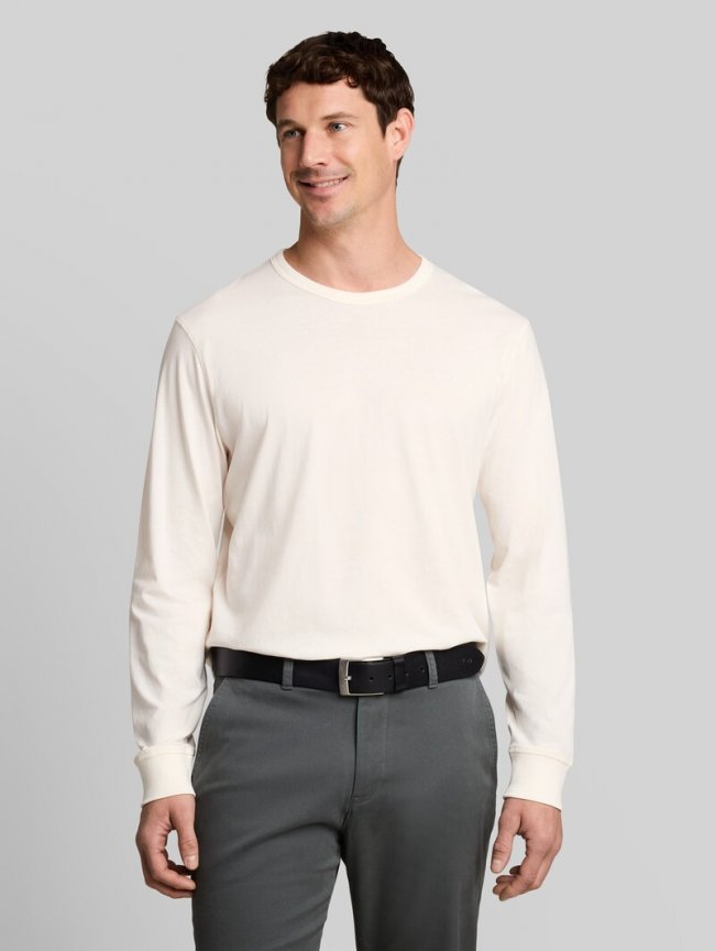 Tom Tailor Basic Langarmshirt aus Baumwolle - Gardenia White Tom Tailor Basic Langarmshirt aus Baumwolle - Gardenia White