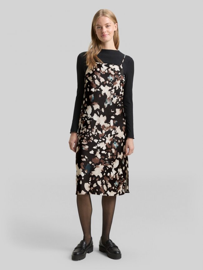 Tom Tailor Satin Midi-Kleid mit Muster - Abstract Print Tom Tailor Satin Midi-Kleid mit Muster - Abstract Print