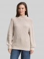 Tom Tailor Loose Fit Strickpullover mit Stehkragen - Soft Taupe Rib Structure Tom Tailor Loose Fit Strickpullover mit Stehkragen - Soft Taupe Rib Structure