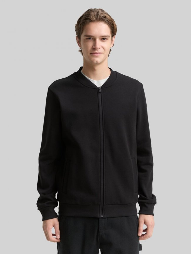 Tom Tailor Sweatjacke mit Bomberkragen - Black Tom Tailor Sweatjacke mit Bomberkragen - Black