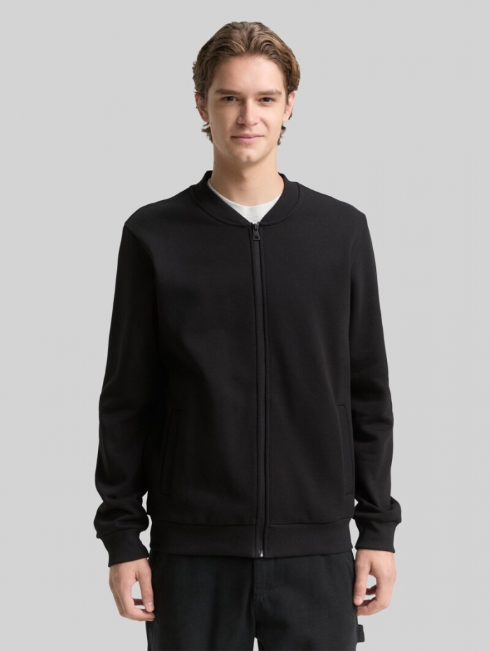 Tom Tailor Sweatjacke mit Bomberkragen - Black Tom Tailor Sweatjacke mit Bomberkragen - Black
