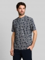Tom Tailor Piqué T-Shirt mit Allover-Print - Navy Tonal Design Tom Tailor Piqué T-Shirt mit Allover-Print - Navy Tonal Design