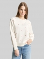 Tom Tailor Loose Fit Sweatshirt mit Stickerei - Off White Red Heart Embroidery