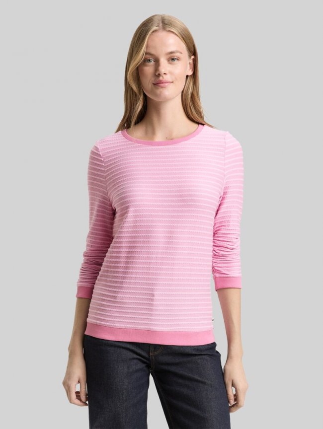 Tom Tailor Sweatshirt mit Streifenmuster - Tonal Rose Structure Stripe Tom Tailor Sweatshirt mit Streifenmuster - Tonal Rose Structure Stripe