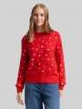Tom Tailor Relaxed Fit Strickpullover mit Stickereien - Red With Hearts Tom Tailor Relaxed Fit Strickpullover mit Stickereien - Red With Hearts