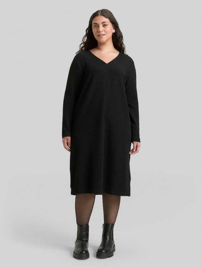 Tom Tailor Plus Size - Kleid mit Glitzer-Effekt - Deep Black Tom Tailor Plus Size - Kleid mit Glitzer-Effekt - Deep Black