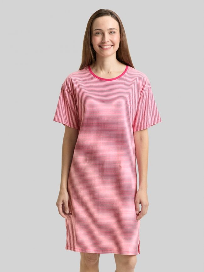Tom Tailor Nachthemd mit Streifenmuster - Red-medium-horizontal Stripe Tom Tailor Nachthemd mit Streifenmuster - Red-medium-horizontal Stripe