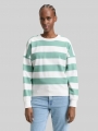 Tom Tailor Loose Fit Sweatshirt - Bleached Green White Stripe Tom Tailor Loose Fit Sweatshirt - Bleached Green White Stripe