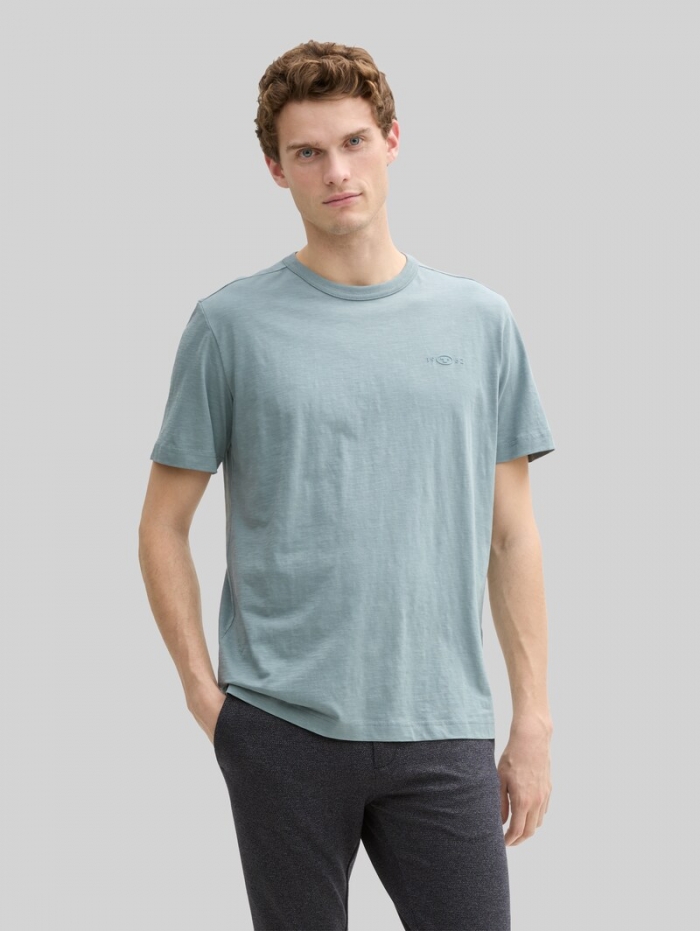 Tom Tailor Basic T-Shirt aus Baumwolle - Grey Mint Tom Tailor Basic T-Shirt aus Baumwolle - Grey Mint