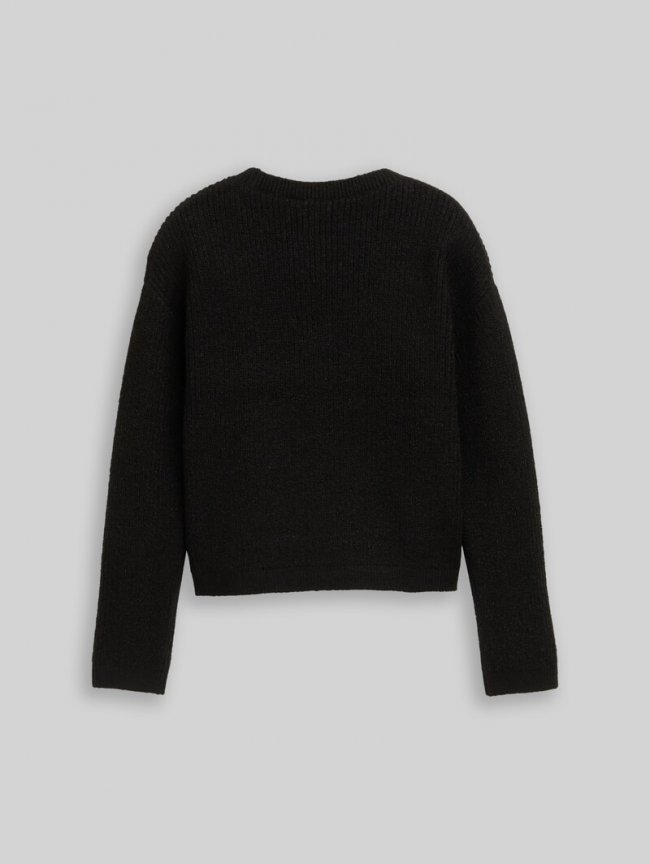 Tom Tailor Cropped Strickpullover in Glitzer-Optik - Heavy Black Tom Tailor Cropped Strickpullover in Glitzer-Optik - Heavy Black