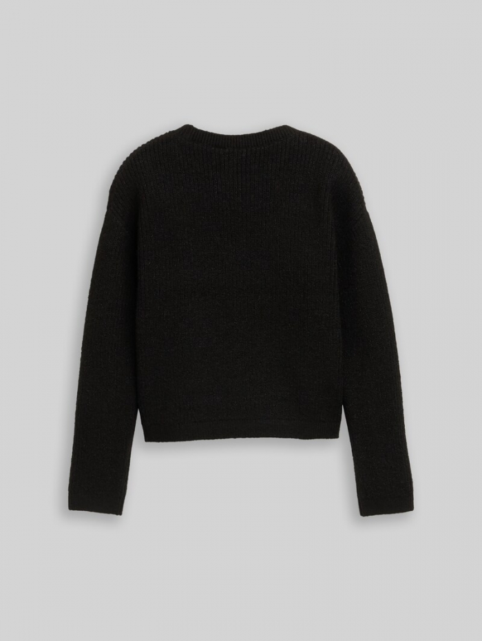 Tom Tailor Cropped Strickpullover in Glitzer-Optik - Heavy Black Tom Tailor Cropped Strickpullover in Glitzer-Optik - Heavy Black