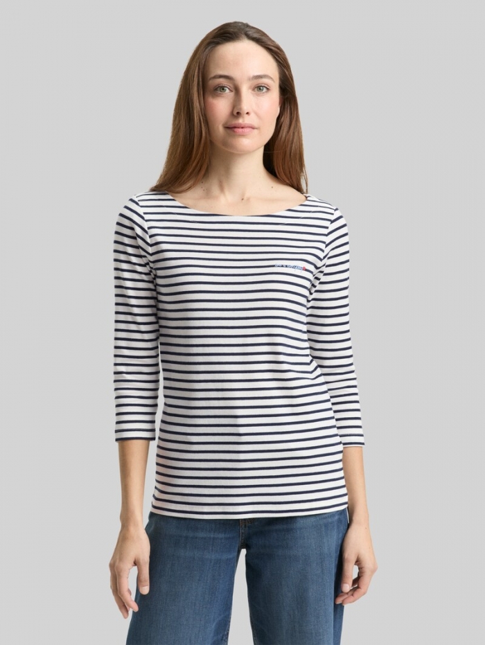 Tom Tailor Langarmshirt mit Streifenmuster - Offwhite Navy Blue Stripe Tom Tailor Langarmshirt mit Streifenmuster - Offwhite Navy Blue Stripe