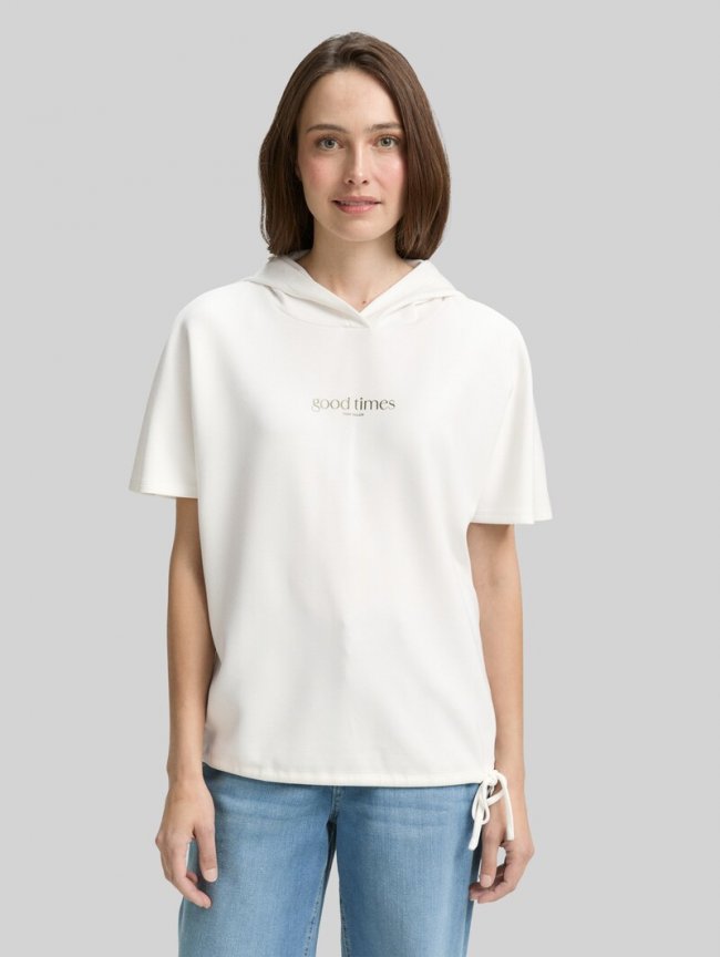 Tom Tailor T-Shirt mit Kapuze - Whisper White Tom Tailor T-Shirt mit Kapuze - Whisper White