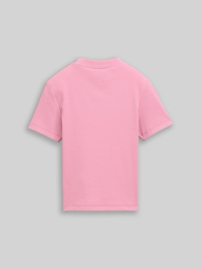 Tom Tailor Cropped T-Shirt mit Rippstruktur - Soft Blush Rose Tom Tailor Cropped T-Shirt mit Rippstruktur - Soft Blush Rose