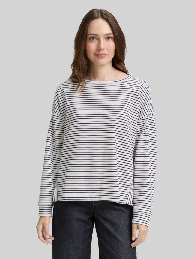 Tom Tailor Sweatshirt mit Streifenmuster - Eclipse Blue Offwhite Stripe Tom Tailor Sweatshirt mit Streifenmuster - Eclipse Blue Offwhite Stripe