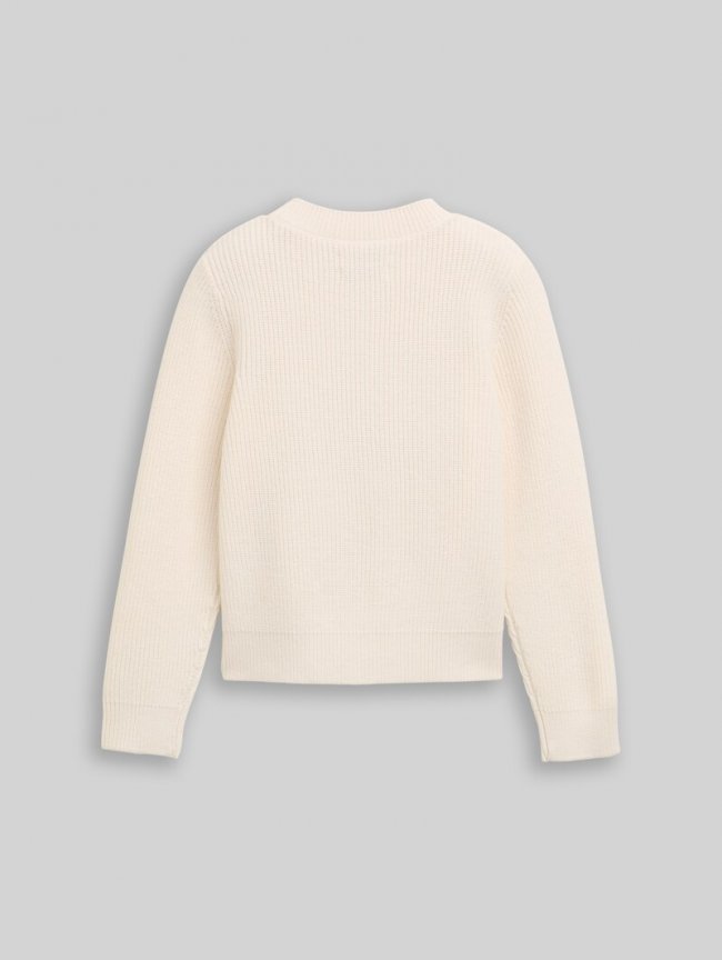 Tom Tailor Cropped Strickpullover mit Wendepailletten - Vintage Beige Tom Tailor Cropped Strickpullover mit Wendepailletten - Vintage Beige