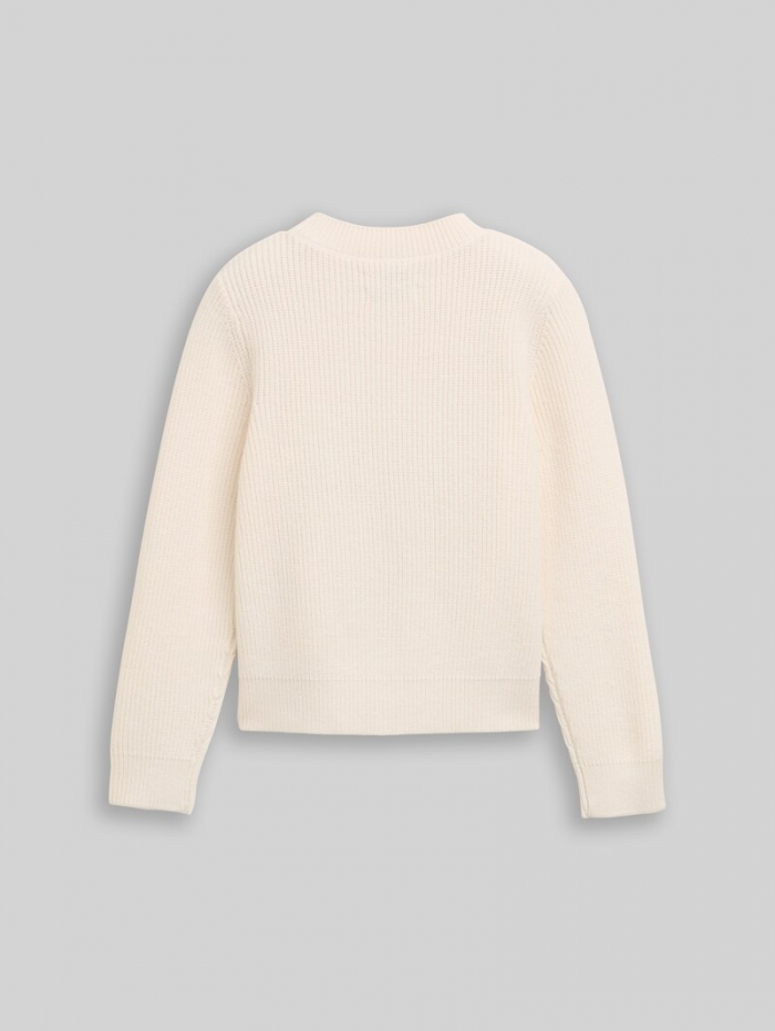 Tom Tailor Cropped Strickpullover mit Wendepailletten - Vintage Beige Tom Tailor Cropped Strickpullover mit Wendepailletten - Vintage Beige