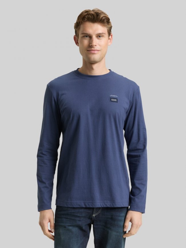 Tom Tailor Langarmshirt aus Baumwolle - Ocean Blue Tom Tailor Langarmshirt aus Baumwolle - Ocean Blue